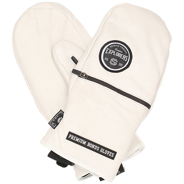 фото Варежки сноубордические Bonus Gloves Leather White