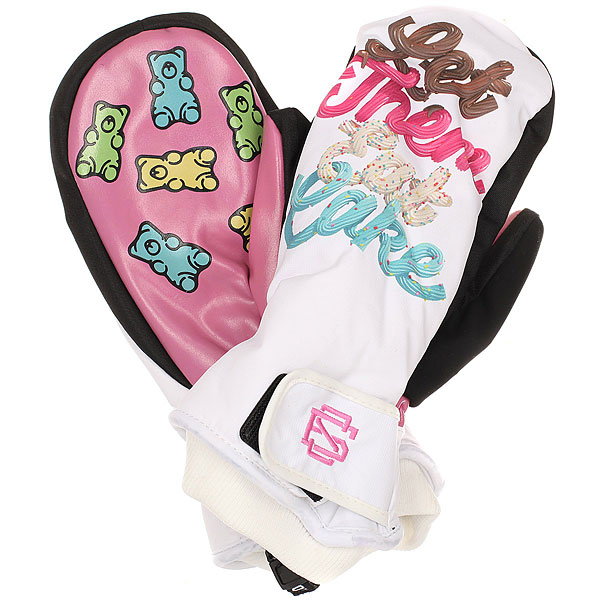 

Варежки сноубордические женские Bonus Gloves GUMMI BEARS White/Black/Pink
