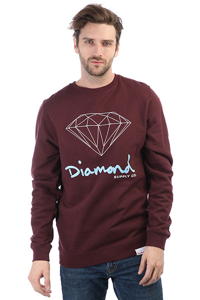 

Толстовка классическая Diamond Og Sign Crewneck Burgundy